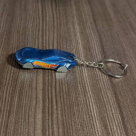 The blue Hot Wheels keychain you gave me